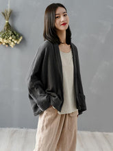 Vintage Loose Solid Color Outwear